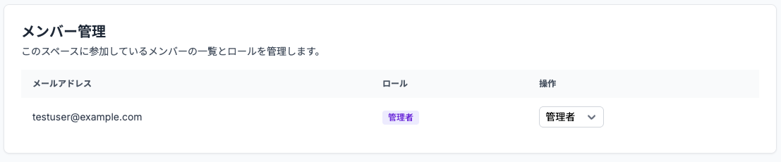 メンバー管理画面